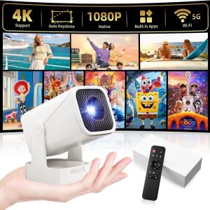 Mini proyector inteligente, proyector nativo 1080P con WiFi y Bluetoot