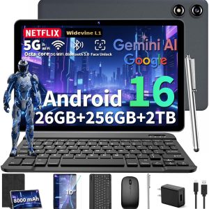 YLEEBG 2026 Nueva tableta Android 2 en 1 de 10 pulgadas con Gemini AI,