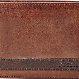Fossil Billetera de cuero Quinn para hombre con billetera de identific