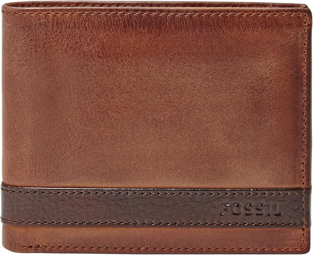Fossil Billetera de cuero Quinn para hombre con billetera de identific