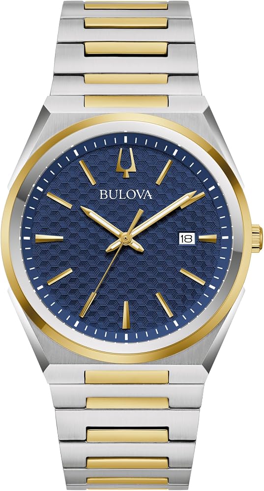Bulova Mens Dress Classic Quartz Two Tone Stainless Steel Watch, Patte