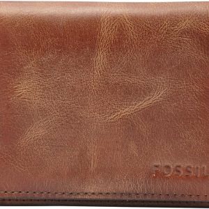 Fossil Billetera para hombre, Derrick de piel con bloqueo RFID, triple