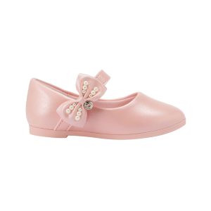 Chatita Estilo Bailarina Con Moño De Perlas Lateral Rosa Niña Klin
