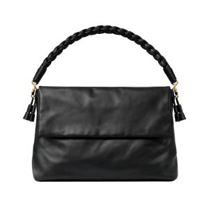 Cartera De Hombro Bolsa Asa Trenzada Borlas Negro Mujer Fiore