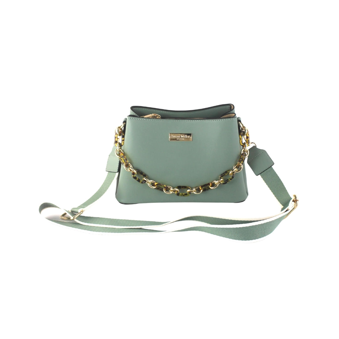 Cartera De Hombro Con Cadena Verde Susan Miller