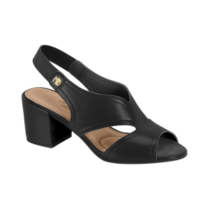 Sandalia Con Taco Grueso Horma Brasilera Pu Negro Mujer Modare
