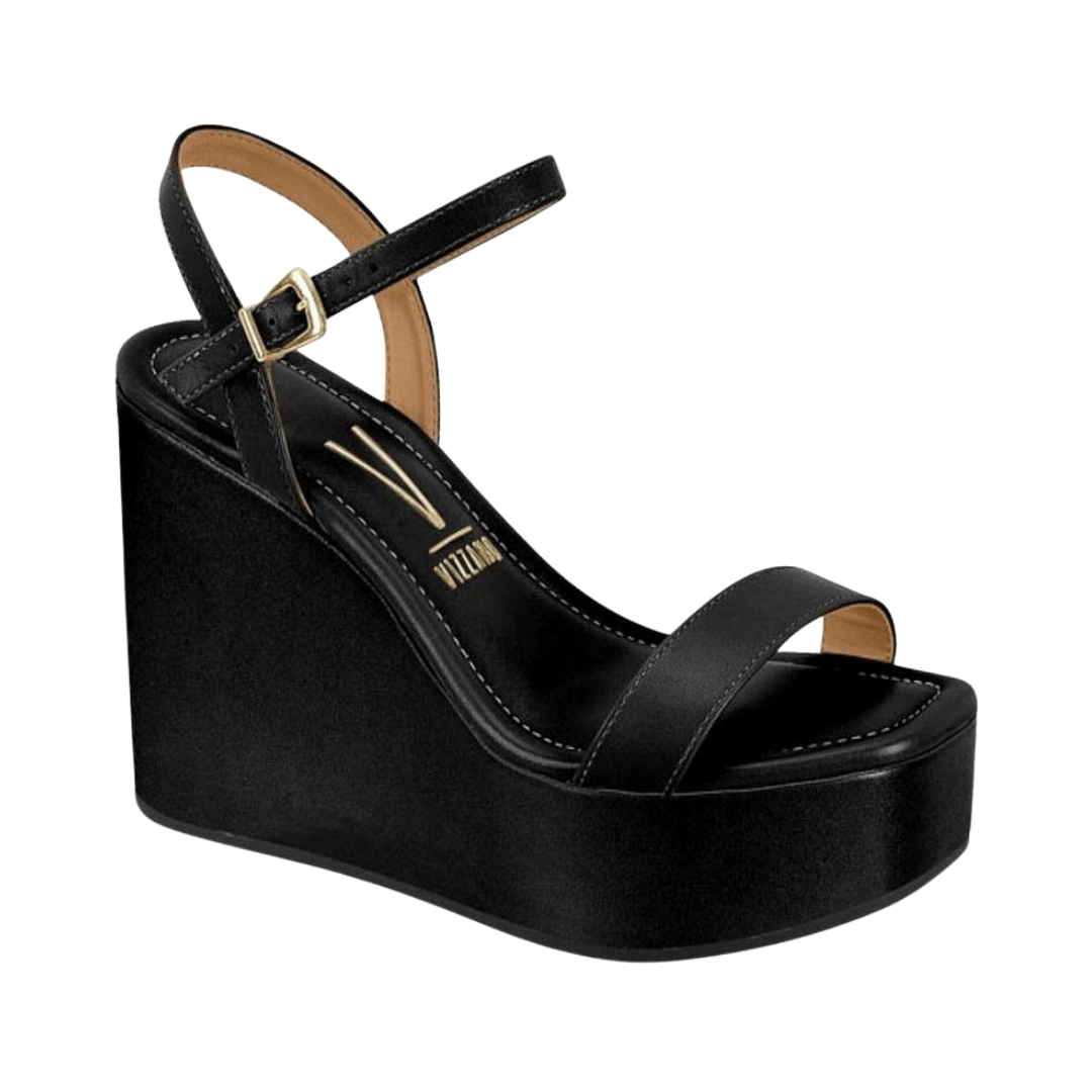 Sandalia Con Taco Americano Horma Brasilera Negro Mujer Vizzano