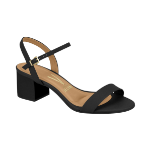 Sandalia Con Taco Grueso Horma Brasilera Negro Mujer Vizzano