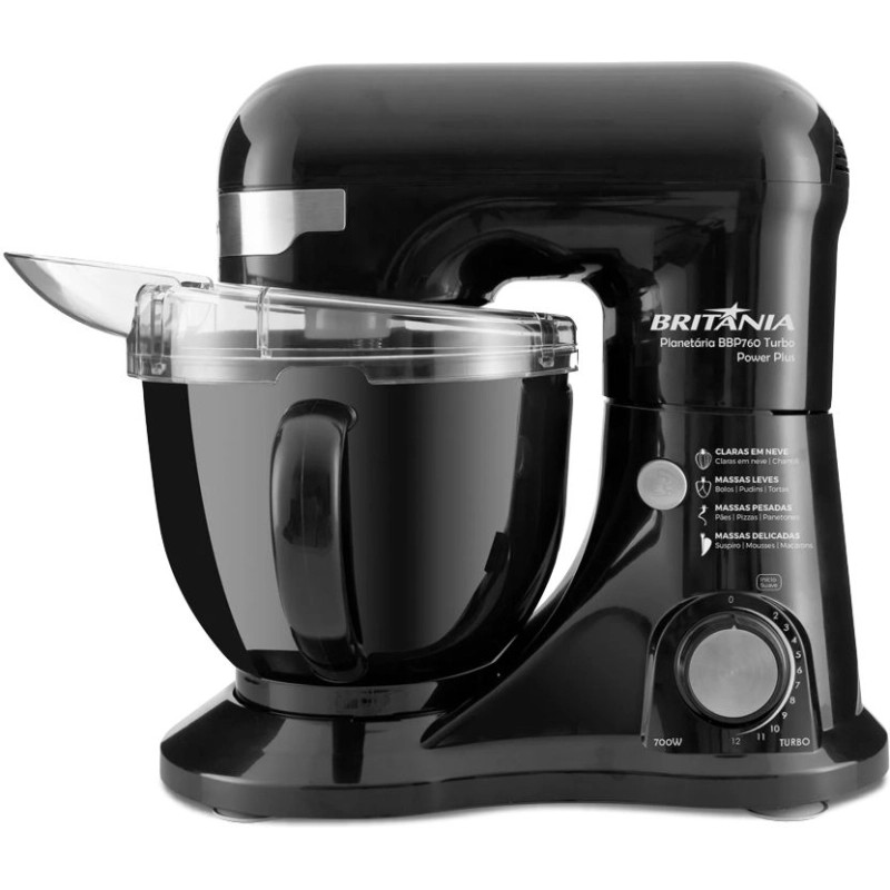 Batidora Planetaria Britania Bbp760P 4.5L 12 Velocidades 700W Negro